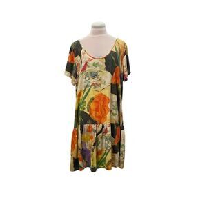 HULA MOON by JAMS WORLD Flowy Fun Abstract Artsy Drop Waist Dress XL Art to Wear